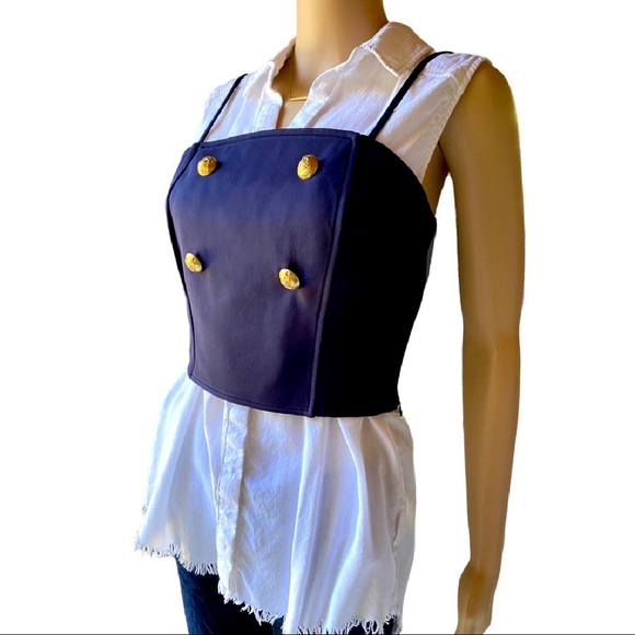 Anthropologie Eva Franco  🆕 | 🎄Cropped Spaghetti Strap Ponte Trench Blouse. - Picture 10 of 12